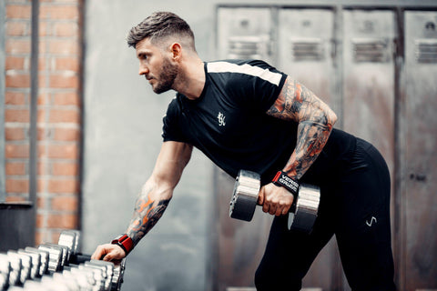 Male weightlifter using Versa Gripps during a workout