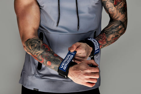Weightlifter using Versa Gripps classic series in the gym